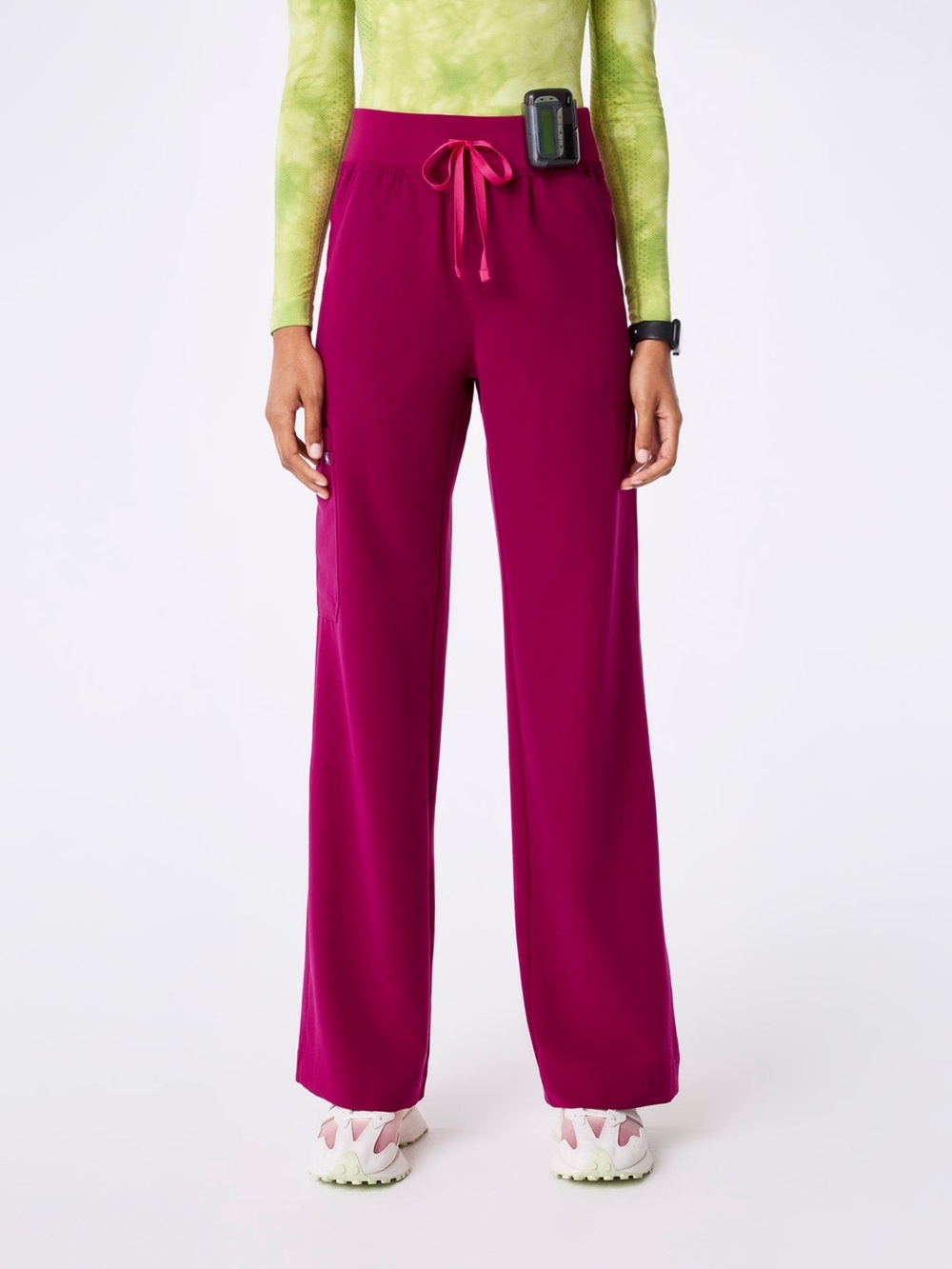 (FLAW) Figs Dark Magenta Isabel High-Rise Wide-Leg Scrub Pant